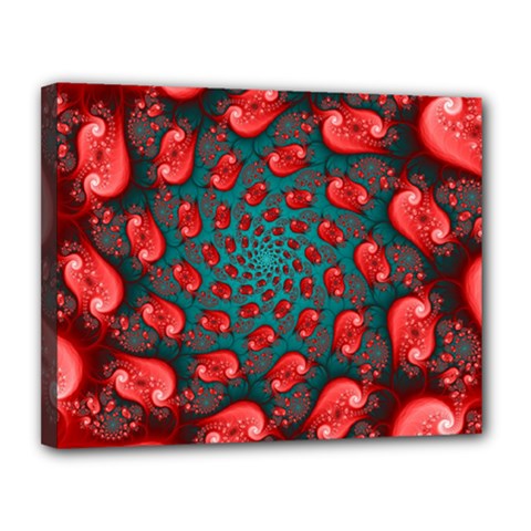 Fractal Red Spiral Abstract Art Canvas 14  x 11  (Stretched) from ArtsNow.com