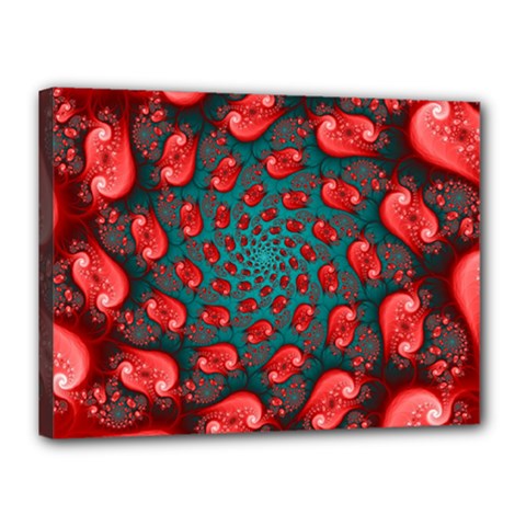Fractal Red Spiral Abstract Art Canvas 16  x 12  (Stretched) from ArtsNow.com