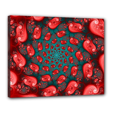 Fractal Red Spiral Abstract Art Canvas 20  x 16  (Stretched) from ArtsNow.com