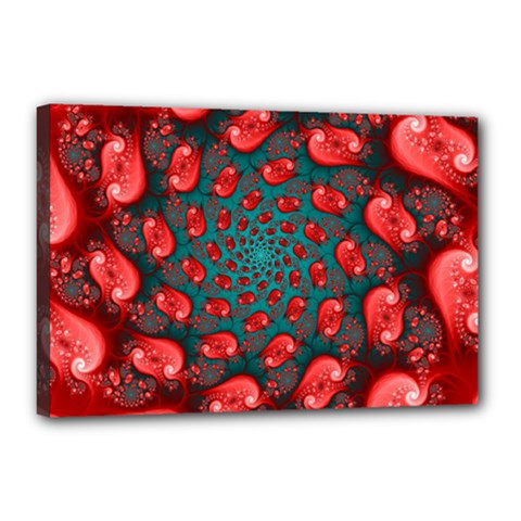 Fractal Red Spiral Abstract Art Canvas 18  x 12  (Stretched) from ArtsNow.com