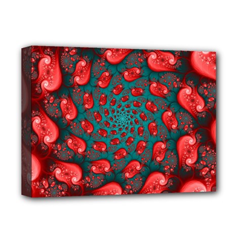 Fractal Red Spiral Abstract Art Deluxe Canvas 16  x 12  (Stretched)  from ArtsNow.com