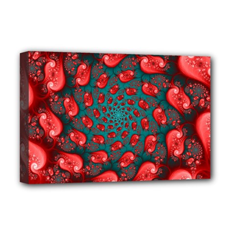 Fractal Red Spiral Abstract Art Deluxe Canvas 18  x 12  (Stretched) from ArtsNow.com