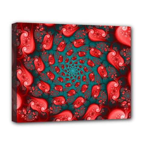 Fractal Red Spiral Abstract Art Deluxe Canvas 20  x 16  (Stretched) from ArtsNow.com