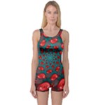 Fractal Red Spiral Abstract Art One Piece Boyleg Swimsuit