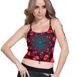 Fractal Red Spiral Abstract Art Spaghetti Strap Bra Top