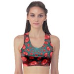 Fractal Red Spiral Abstract Art Fitness Sports Bra