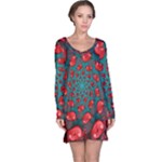 Fractal Red Spiral Abstract Art Long Sleeve Nightdress