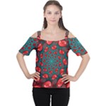 Fractal Red Spiral Abstract Art Cutout Shoulder T-Shirt
