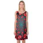 Fractal Red Spiral Abstract Art Sleeveless Satin Nightdress