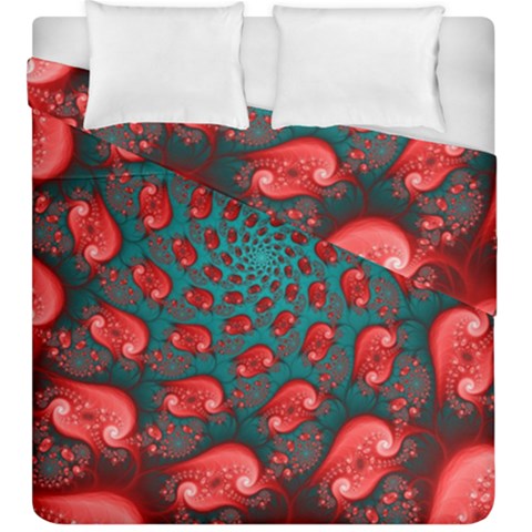 Fractal Red Spiral Abstract Art Duvet Cover Double Side (King Size) from ArtsNow.com