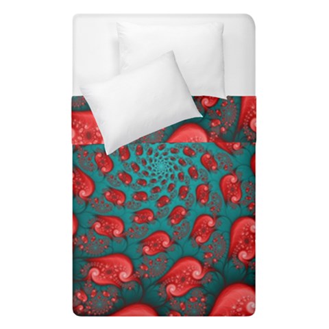 Fractal Red Spiral Abstract Art Duvet Cover Double Side (Single Size) from ArtsNow.com