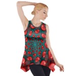 Fractal Red Spiral Abstract Art Side Drop Tank Tunic