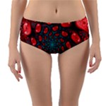 Fractal Red Spiral Abstract Art Reversible Mid-Waist Bikini Bottoms