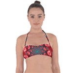 Fractal Red Spiral Abstract Art Tie Back Bikini Top