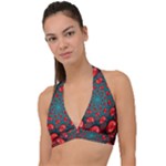 Fractal Red Spiral Abstract Art Halter Plunge Bikini Top