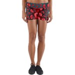 Fractal Red Spiral Abstract Art Yoga Shorts