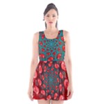 Fractal Red Spiral Abstract Art Scoop Neck Skater Dress