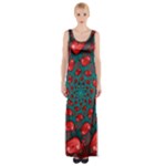 Fractal Red Spiral Abstract Art Thigh Split Maxi Dress