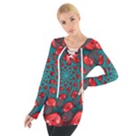 Fractal Red Spiral Abstract Art Tie Up T-Shirt