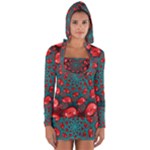 Fractal Red Spiral Abstract Art Long Sleeve Hooded T-shirt