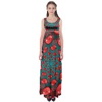 Fractal Red Spiral Abstract Art Empire Waist Maxi Dress