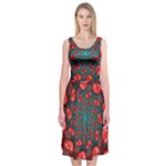 Fractal Red Spiral Abstract Art Midi Sleeveless Dress