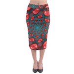 Fractal Red Spiral Abstract Art Midi Pencil Skirt