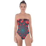 Fractal Red Spiral Abstract Art Tie Back One Piece Swimsuit