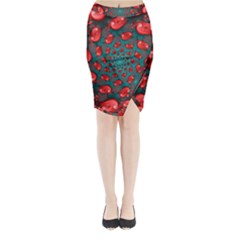 Fractal Red Spiral Abstract Art Midi Wrap Pencil Skirt from ArtsNow.com
