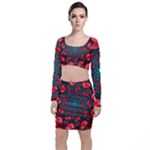 Fractal Red Spiral Abstract Art Top and Skirt Sets
