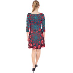 Quarter Sleeve Front Wrap Dress 