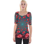 Fractal Red Spiral Abstract Art Wide Neckline T-Shirt