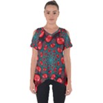 Fractal Red Spiral Abstract Art Cut Out Side Drop T-Shirt