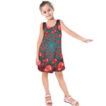 Fractal Red Spiral Abstract Art Kids  Sleeveless Dress