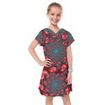 Fractal Red Spiral Abstract Art Kids  Drop Waist Dress