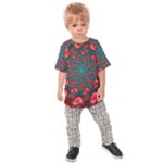 Fractal Red Spiral Abstract Art Kids  Raglan T-Shirt
