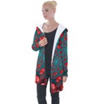 Fractal Red Spiral Abstract Art Longline Hooded Cardigan
