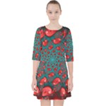 Fractal Red Spiral Abstract Art Quarter Sleeve Pocket Dress