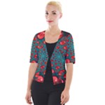 Fractal Red Spiral Abstract Art Cropped Button Cardigan