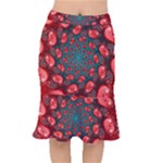 Fractal Red Spiral Abstract Art Short Mermaid Skirt