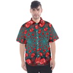 Fractal Red Spiral Abstract Art Men s Short Sleeve Shirt