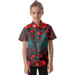 Fractal Red Spiral Abstract Art Kids  Short Sleeve Shirt