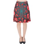 Fractal Red Spiral Abstract Art Velvet High Waist Skirt