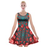 Fractal Red Spiral Abstract Art Velvet Skater Dress