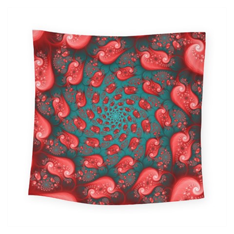 Fractal Red Spiral Abstract Art Square Tapestry (Small) from ArtsNow.com