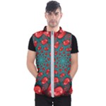 Fractal Red Spiral Abstract Art Men s Puffer Vest
