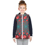 Fractal Red Spiral Abstract Art Kids  Hooded Puffer Vest
