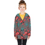 Fractal Red Spiral Abstract Art Kids  Double Breasted Button Coat