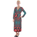 Fractal Red Spiral Abstract Art Velvet Maxi Wrap Dress