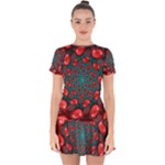 Fractal Red Spiral Abstract Art Drop Hem Mini Chiffon Dress